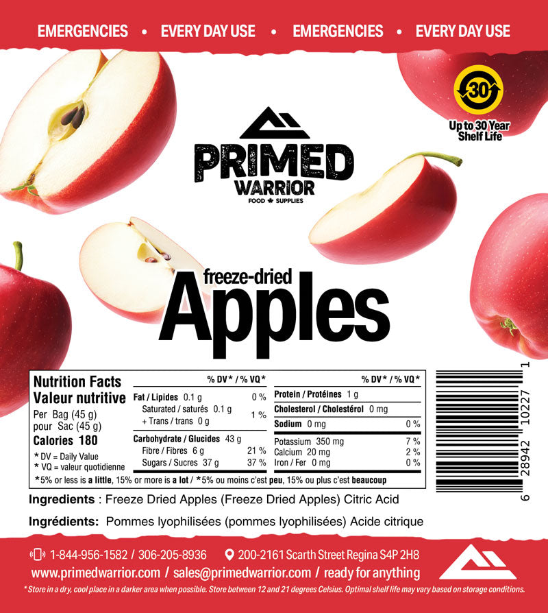 Primed Warrior Freeze-Dried Apple Slices